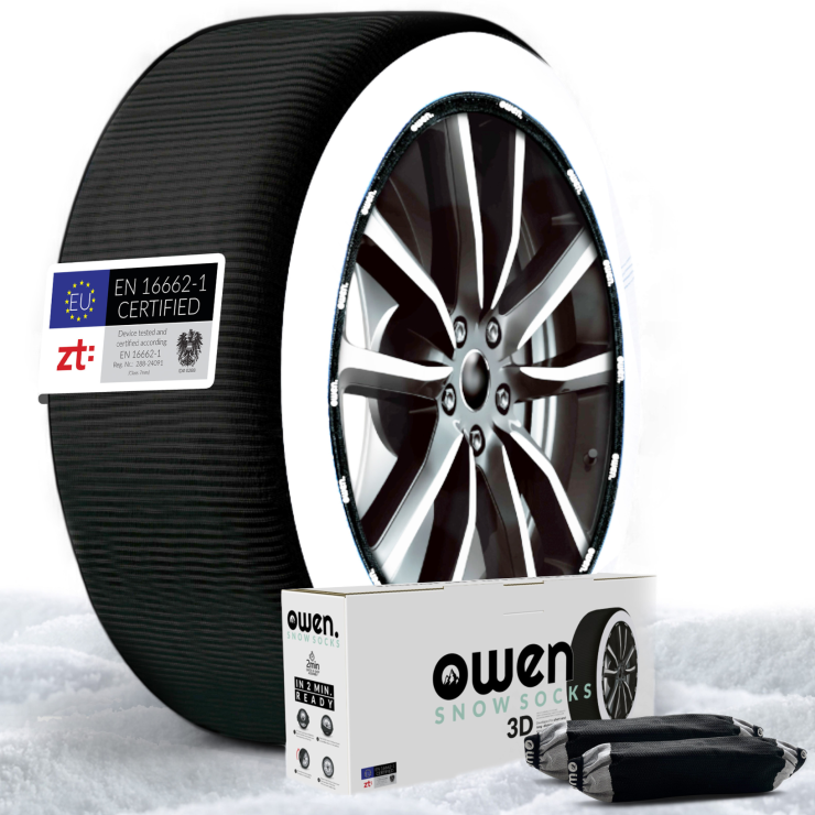 Catene da neve / calze da neve OWEN in tessuto XXL - Certificato EN 16662-1 - Omologato - Set di 2 - 3D