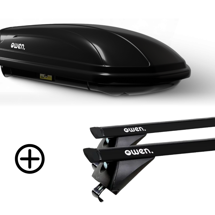 Barre portatutto OWEN nero 3.0S PRO e box da tetto 320L ADVANCED - Duo