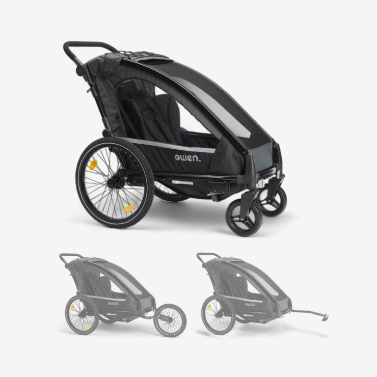 Rimorchio per bicicletta per bambini OWEN | 1 bambino | rimorchio per bambini | girevole a 360 gradi con sospensioni